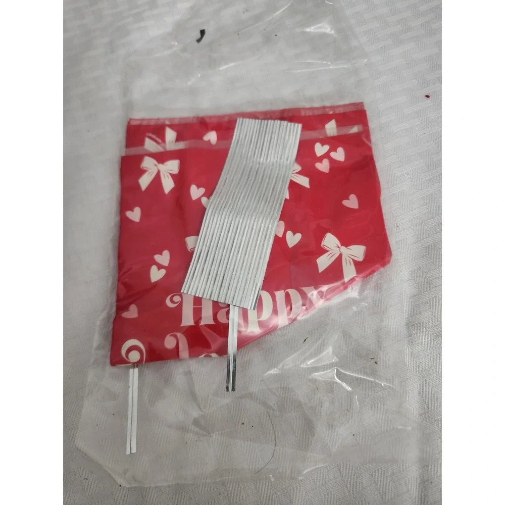 Happy Valentine's Day Red Treat Bags with Silver Twist Ties Hearts Bows Print